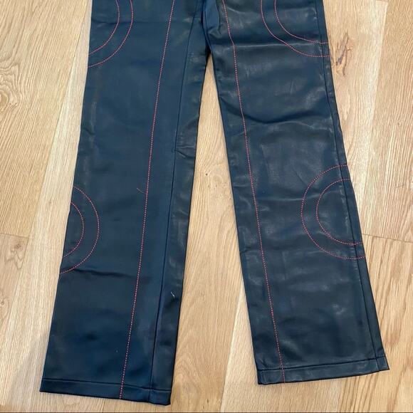 Dolls Kill - The Kript Kalki Vegan Leather Pants with Circular Top Stitching - Picture 5 of 11